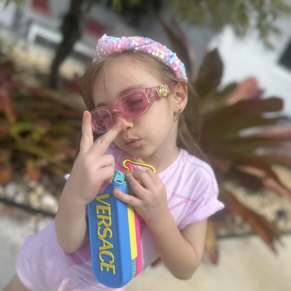 Versace KIDS Sunglasses Transparent Pink Fuchsia Rectangle VK4429U 5370/5 - Picture 9 of 9